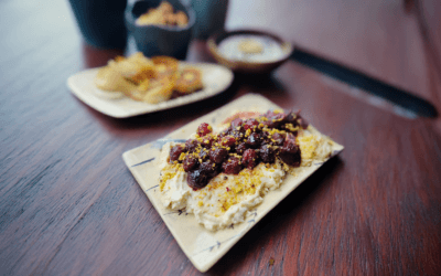 Roast Cherries with Whipped Goat’s Cheese Dip
